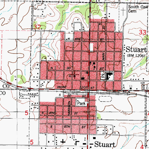 Topographic Map of Stuart - Mount Vernon United Methodist Church, IA