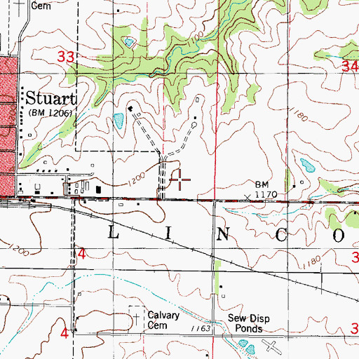 Topographic Map of West Central Valley High School, IA