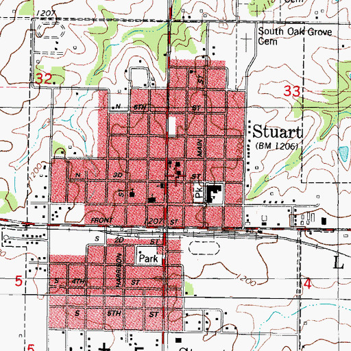 Topographic Map of Stuart Middle School, IA