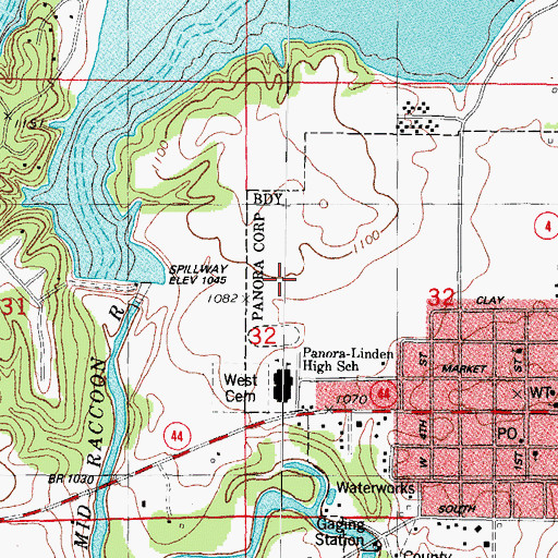 Topographic Map of Panorama Elementary School, IA