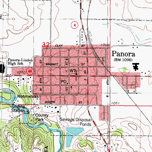 Topographic Map of Panora Community Church, IA