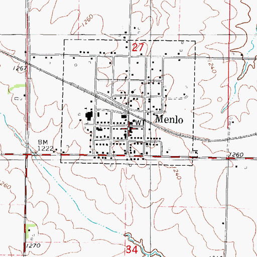 Topographic Map of Menlo Post Office, IA