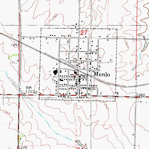 Topographic Map of Menlo City Hall, IA