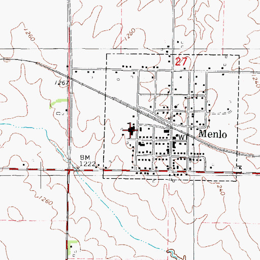 Topographic Map of Menlo Elementary School, IA