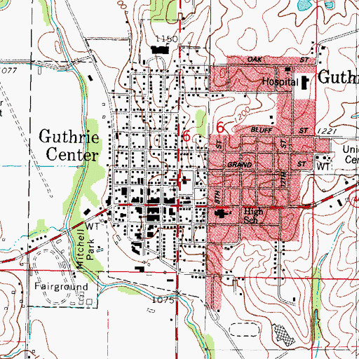 Topographic Map of Guthrie County Courthouse, IA