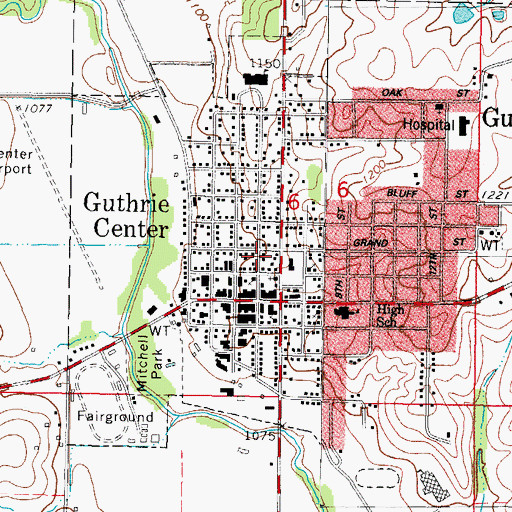 Topographic Map of Guthrie Center Library, IA