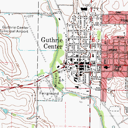 Topographic Map of Guthrie Center Fire Department, IA
