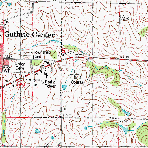 Topographic Map of Guthrie Center Golf Club, IA