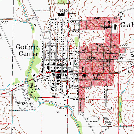 Topographic Map of Guthrie Family Medicine Center, IA
