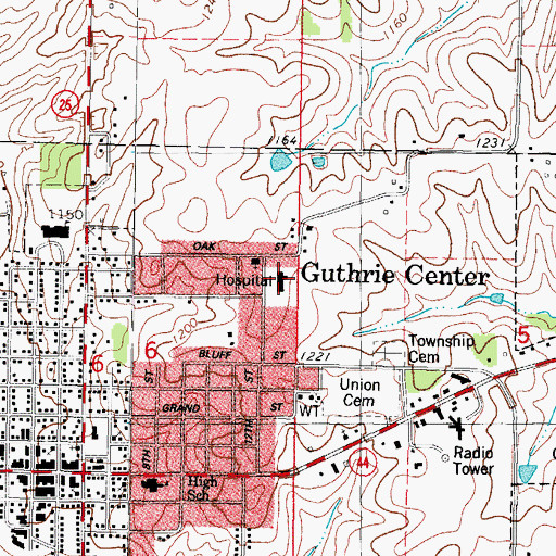 Topographic Map of Guthrie County Hospital, IA