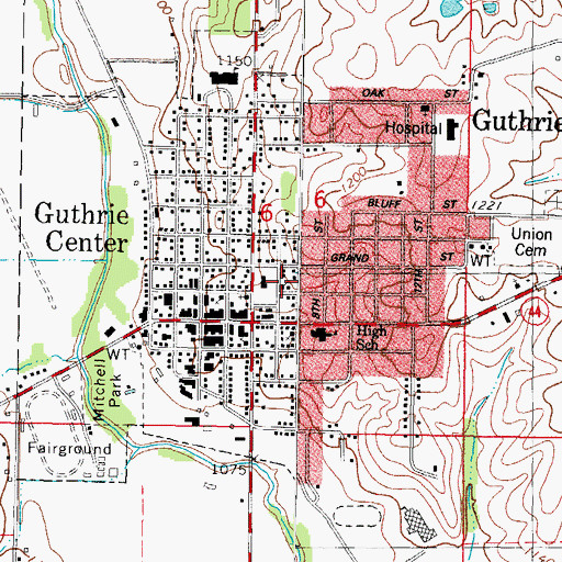 Topographic Map of Saint Mary's Church, IA