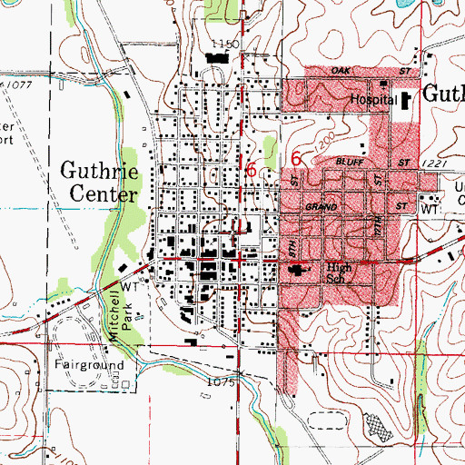 Topographic Map of First Baptist Church, IA