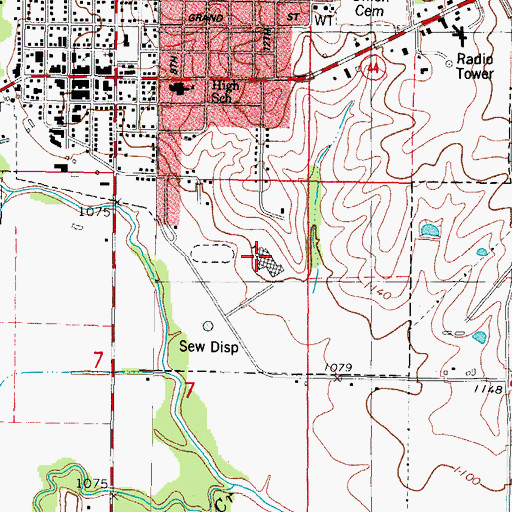 Topographic Map of Adair - Casey / Guthrie Center  High School, IA