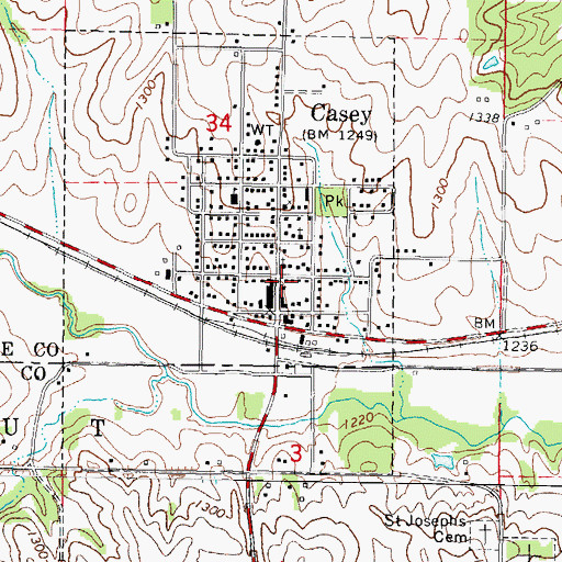 Topographic Map of Casey Post Office, IA