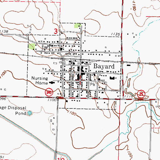 Topographic Map of Bayard Post Office, IA