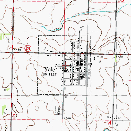 Topographic Map of Yale City Hall, IA