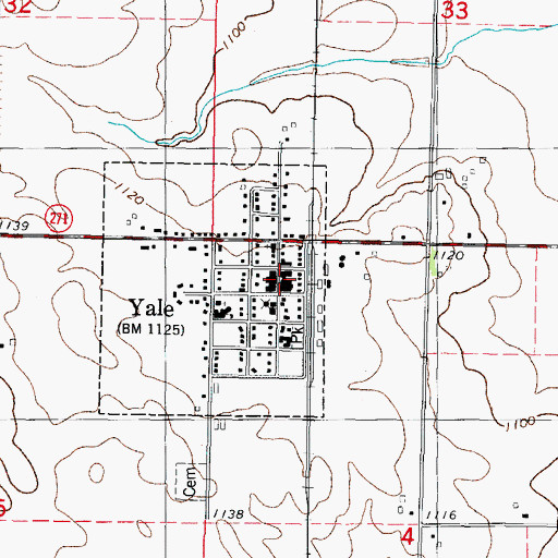 Topographic Map of Yale Post Office, IA