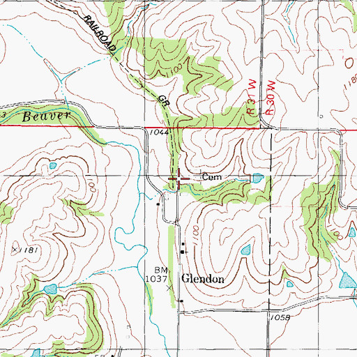 Topographic Map of Glendon Cemetery, IA