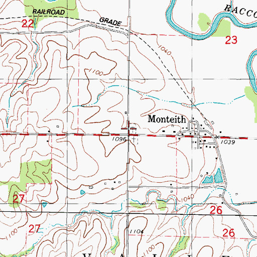 Topographic Map of Monteith Cemetery, IA
