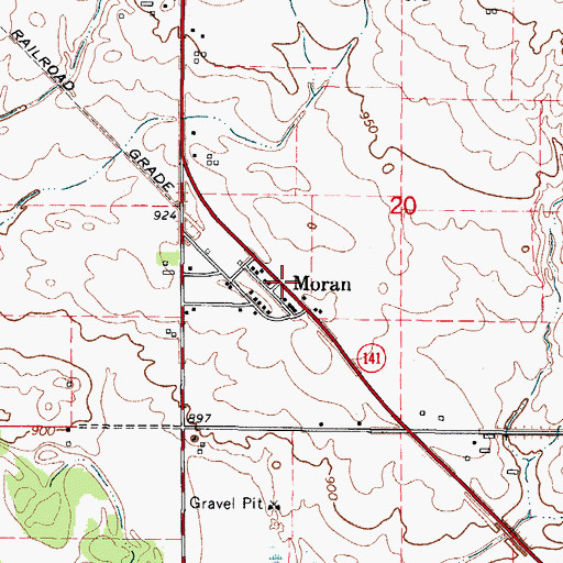 Topographic Map of Moran Post Office (historical), IA