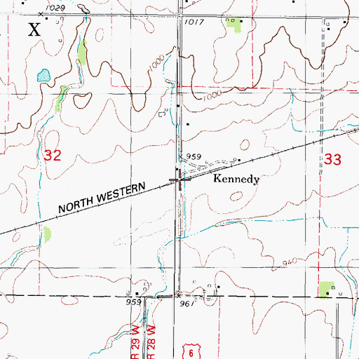 Topographic Map of Kennedy (historical), IA