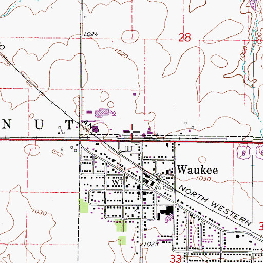 Topographic Map of Waukee City Hall, IA