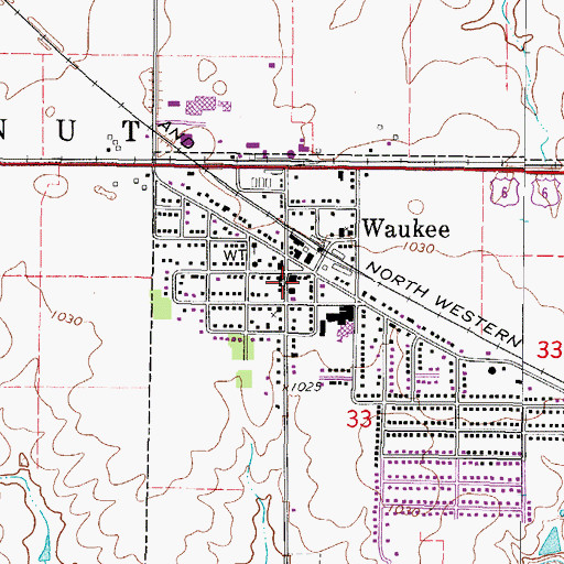 Topographic Map of Waukee Public Library, IA