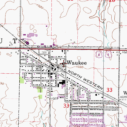 Topographic Map of Waukee Baptist Church, IA