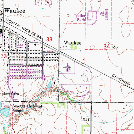 Topographic Map of Waukee Middle School, IA