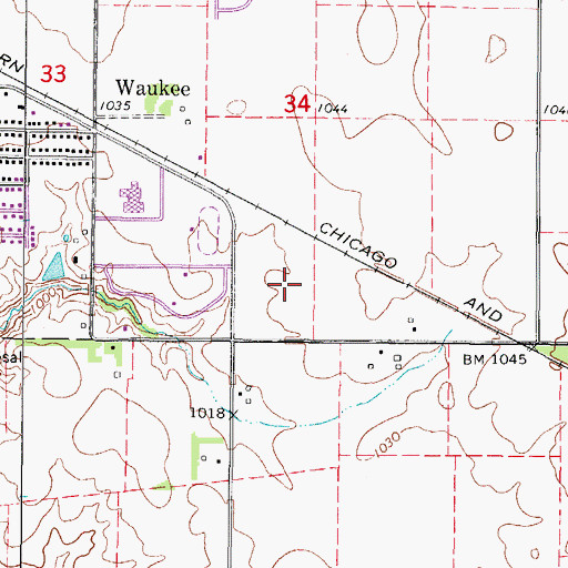 Topographic Map of Waukee High School, IA