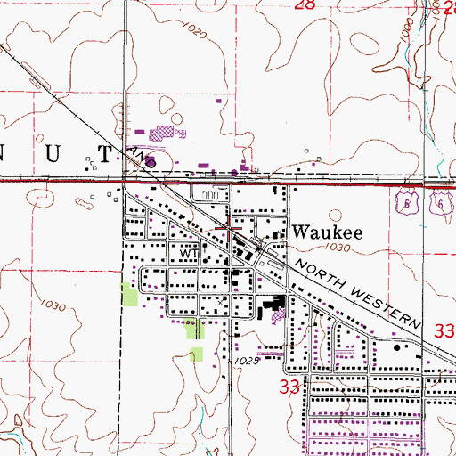 Topographic Map of Waukee, IA