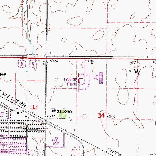 Topographic Map of Midwest Country Estates, IA