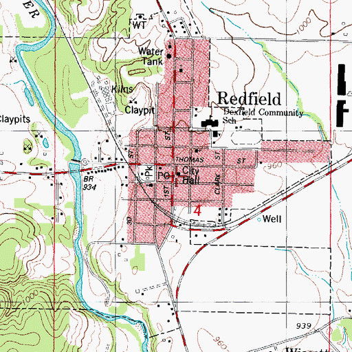 Topographic Map of Redfield City Hall, IA