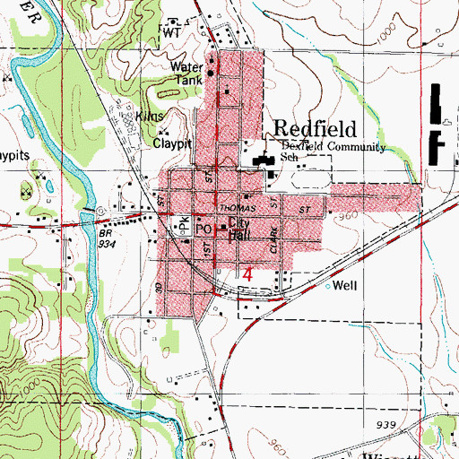 Topographic Map of Redfield Public Library, IA
