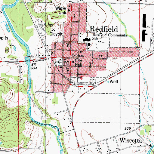 Topographic Map of Redfield (historical), IA