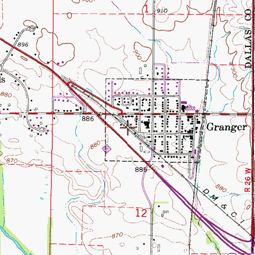 Topographic Map of Granger (historical), IA