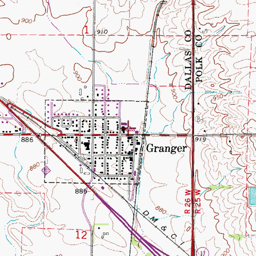 Topographic Map of Woodward - Granger Elementary School, IA