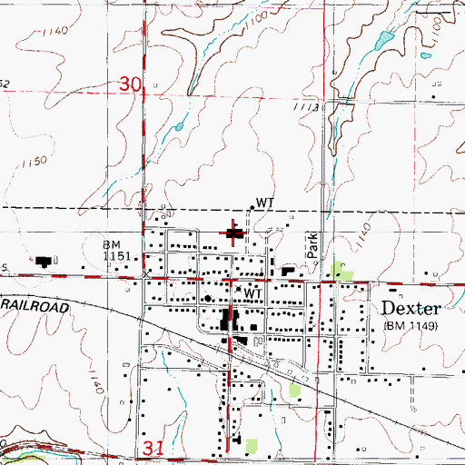 Topographic Map of West Central Valley Dexter Elementary School, IA