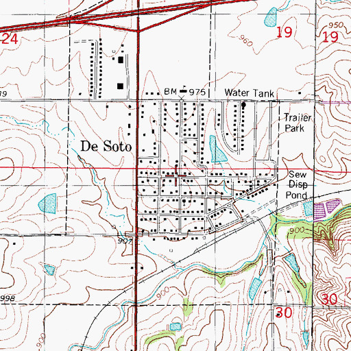Topographic Map of De Soto United Methodist Church, IA