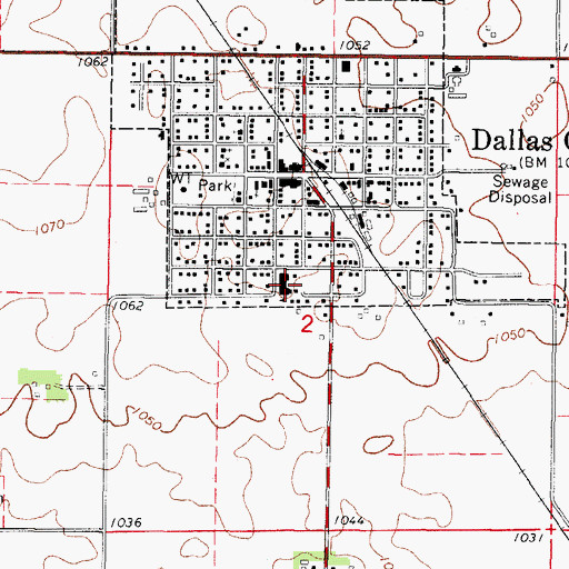 Topographic Map of Dallas Center - Grimes Middle School, IA