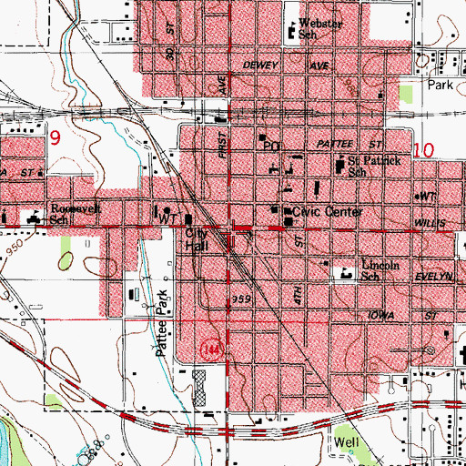 Topographic Map of Perry Public Library, IA