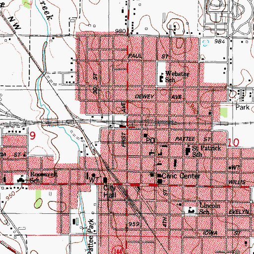 Topographic Map of Perry, IA
