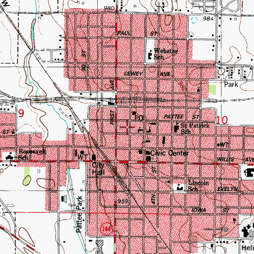 Topographic Map of Eye Care Associates Center, IA