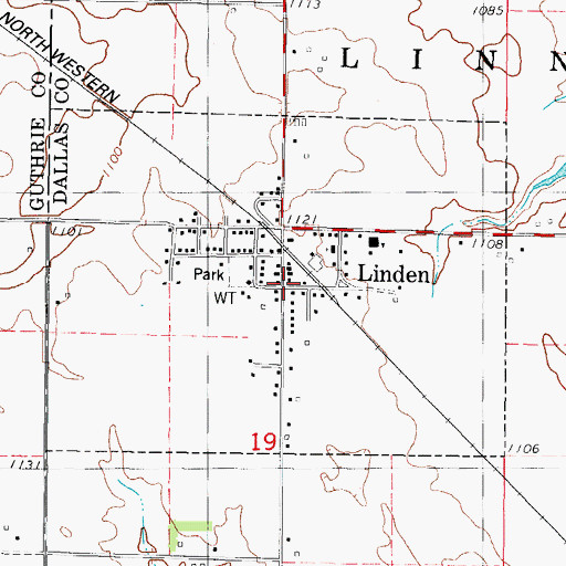Topographic Map of Linden Post Office, IA