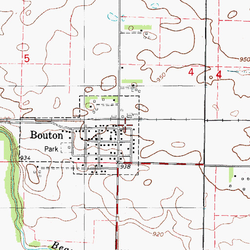 Topographic Map of Bouton Fire Department, IA