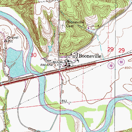 Topographic Map of Booneville, IA