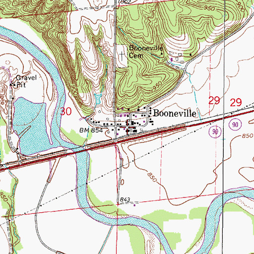 Topographic Map of Booneville Post Office, IA