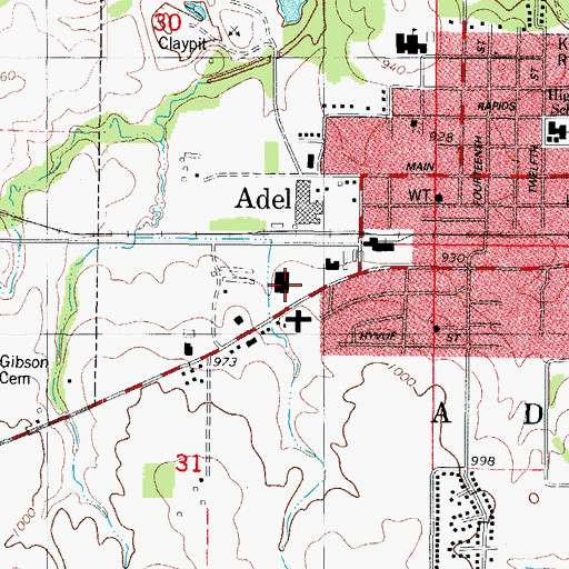 Topographic Map of Greene Street Medical Clinic, IA