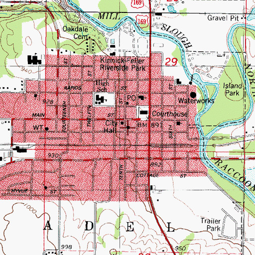 Topographic Map of Adel United Methodist Church, IA