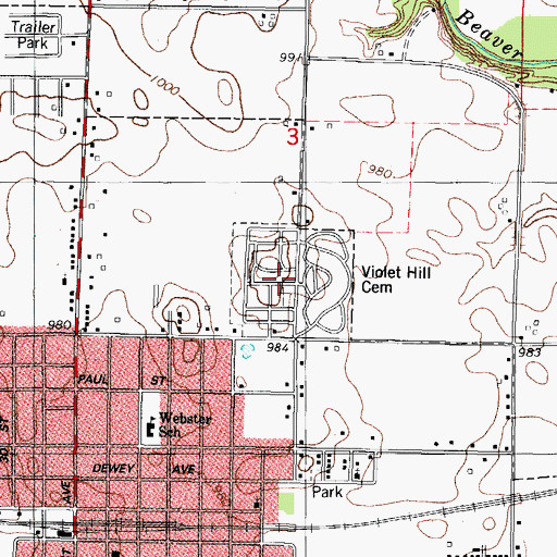 Topographic Map of Saint Patrick's Cemetery, IA